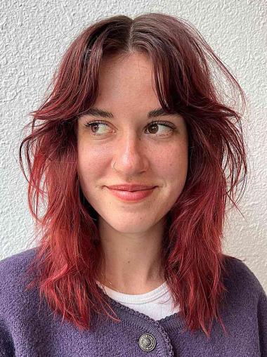 Straight 14-Inch Lace Front Wig – Red Synthetic Hair