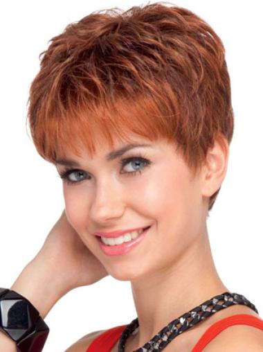 Remy Human Hair Wig – Red Wavy Short Style Fashion-Forward Design