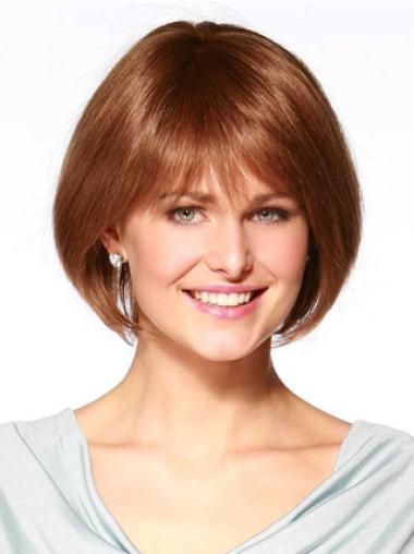 Monofilament Auburn Wigs – Chin Length Bob Style Human Hair