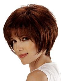 Chin Length Auburn Human Hair Wig – Lace Front Hairstyles