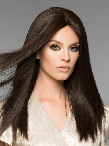 Black Long Straight Women Wig – 16 Inch Synthetic Hair