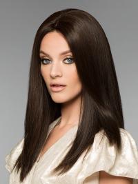 Black Long Straight Women Wig – 16 Inch Synthetic Hair