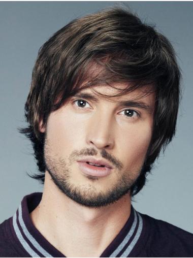 Brown Short Straight Synthetic Wig for Men – 6 Inch