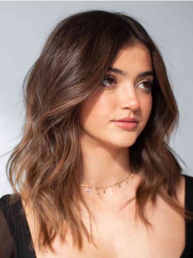 Human Hair 14" Ombre Lace Front Wigs – Wavy, 2 Tone, Shoulder Length, No Bangs