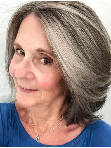 Grey Remy Human Hair Lace Front Wig – 10" Chin Length Straight Bob for Women
