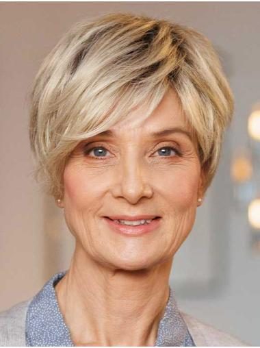 Straight Blonde Synthetic Boycuts Wig – Short Style for Ladies