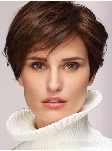 Lady Short Wavy Boycuts Brown Capless Wig Synthetic Hair