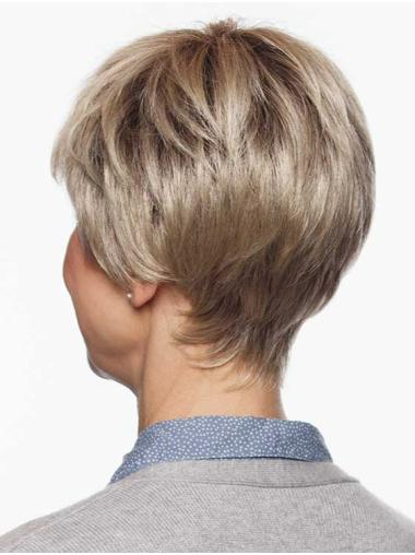 Blonde Hand-Tied Boycut Wigs – 100% Synthetic, Short Straight Style for Women