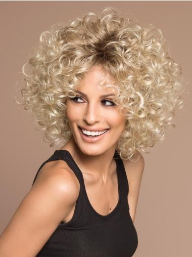 Blonde Curly Wig with Bangs – Medium Length, Voluminous Style