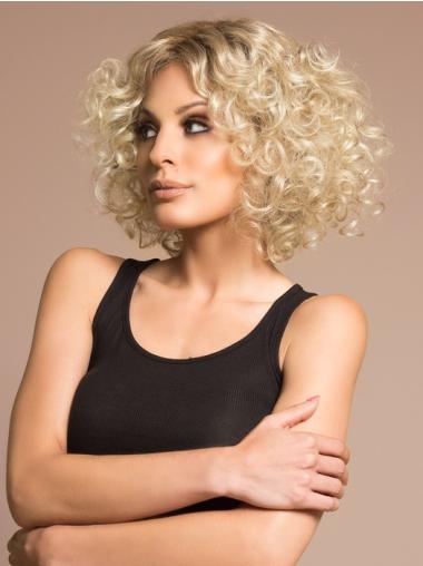 Blonde Curly Wig with Bangs – Medium Length, Voluminous Style