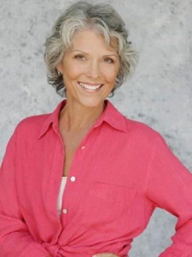 Remy Human Hair Capless Short Grey Curly Wigs