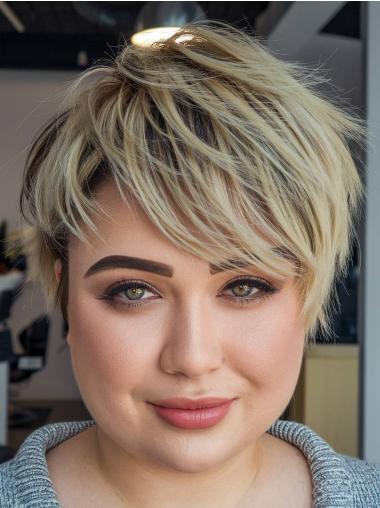 Short Blonde Mono Boycut Synthetic Wigs