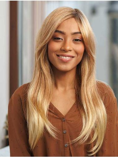 Layered Wavy Blonde Wig – Long Synthetic Style with Monofilament Top