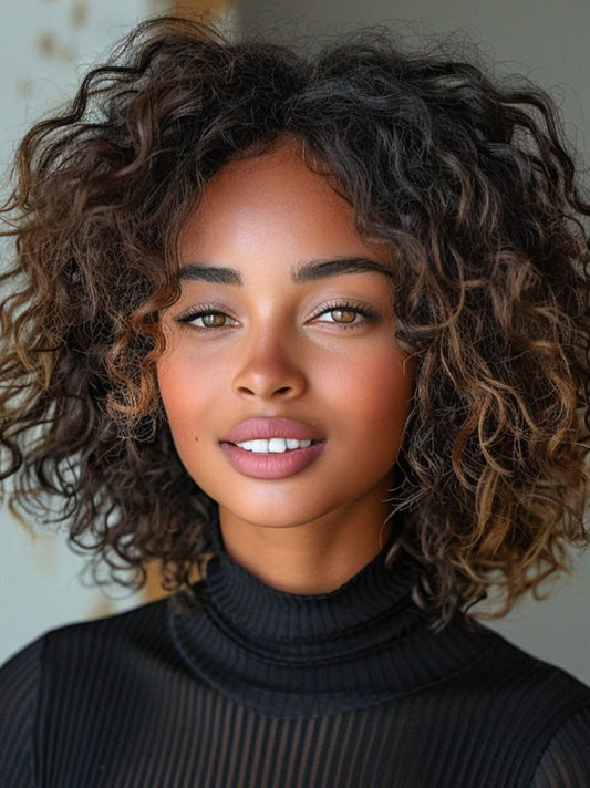 African American Synthetic Brown Curly Hair Wigs