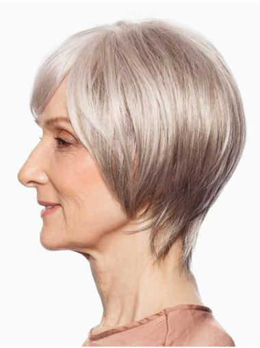 White Straight Bob Wig – Chin-Length Synthetic with Lace Front