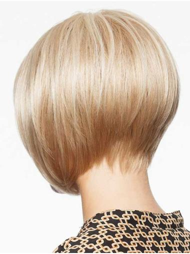 Chin-Length Blonde Bob Wig – Straight Synthetic, Monofilament Cap