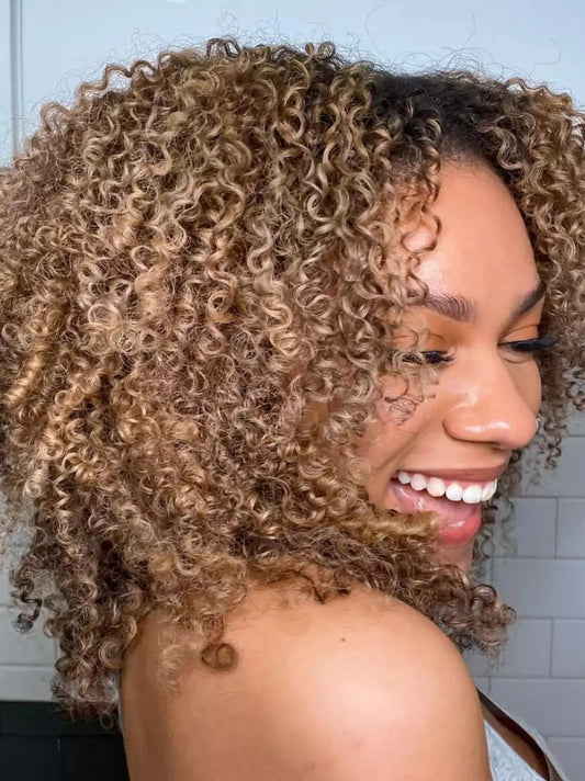 African American 14" Blonde Lace Human Wigs