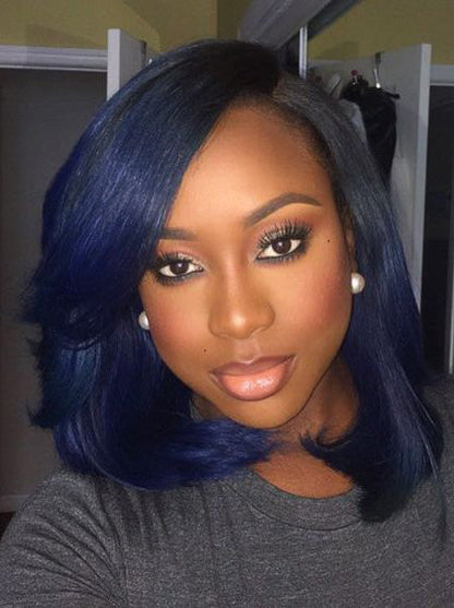 African American 14" Blue Lace Front Wigs USA