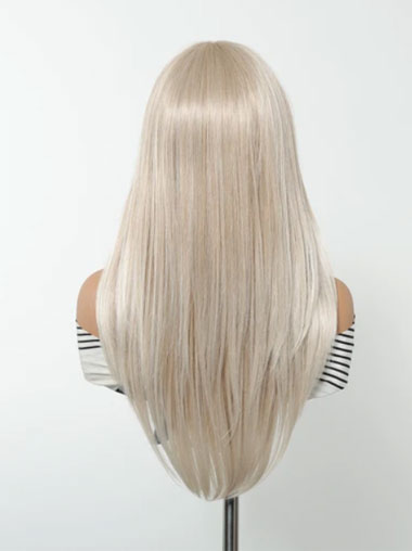 Long Synthetic Wig with Bangs Natural Look