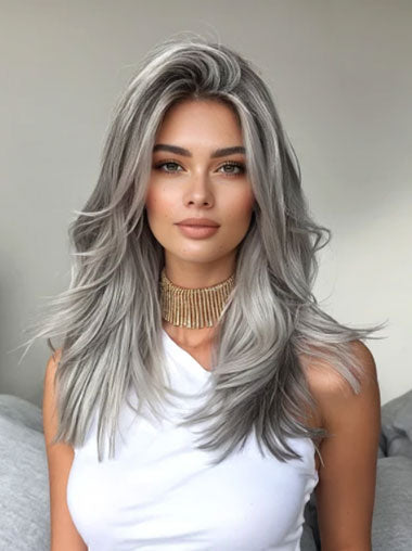 Long Synthetic Wig with Bangs Natural Look Soft Texture
