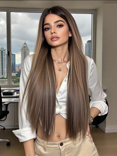 Blonde Synthetic Wig – Long Straight Hair for Women