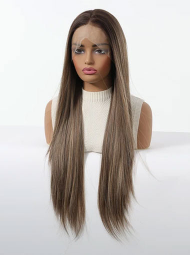Blonde Synthetic Wig – Long Straight Hair for Women
