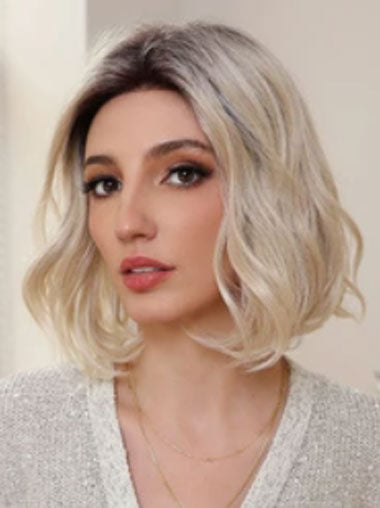 Short Wavy Bob Wig – 12 Inch Soft Synthetic Hair