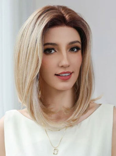 14 Inch Bob Wig – Lightweight Soft Ombre Blonde Short Style