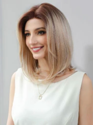 14 Inch Bob Wig – Lightweight Soft Ombre Blonde Short Style