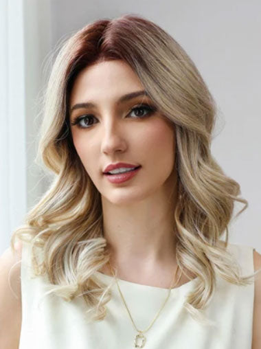 Natural Looking 16 Inch Wig – Ombre Blonde Soft Wavy Style