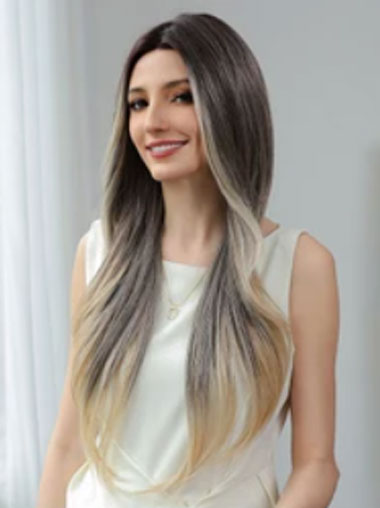 Long Straight Synthetic Wigs – Silky Texture for Women