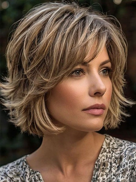 Straight Human Hair Wig Side Bangs – Natural Soft Wig for Ladies