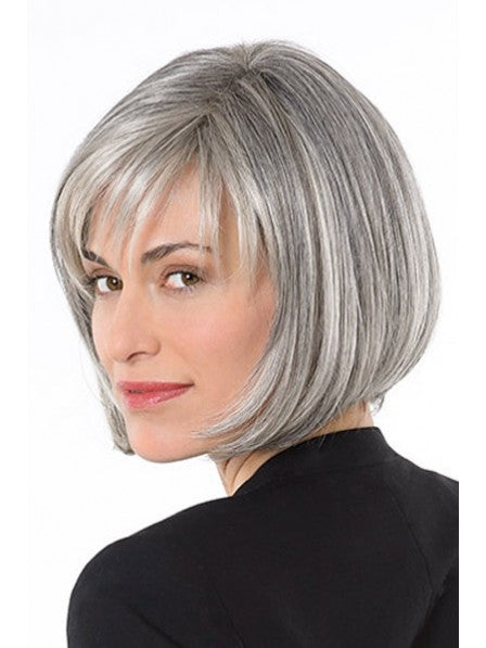 Grey Short Straight Human Hair Lace Front Wigs