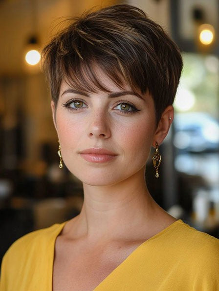 Simple Short Straight Human Hair Wig for Women