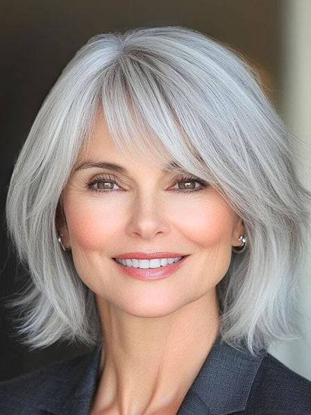 New Arrival Ladies Grey Synthetic Wig For Older Women