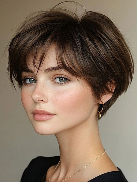Short Human Hair Natural Look Daily Wear Wigs