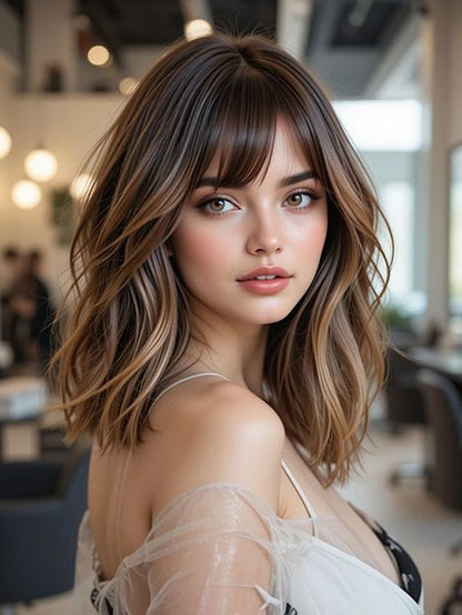 Ombre Color with Layers 100% Human Hair Wigs