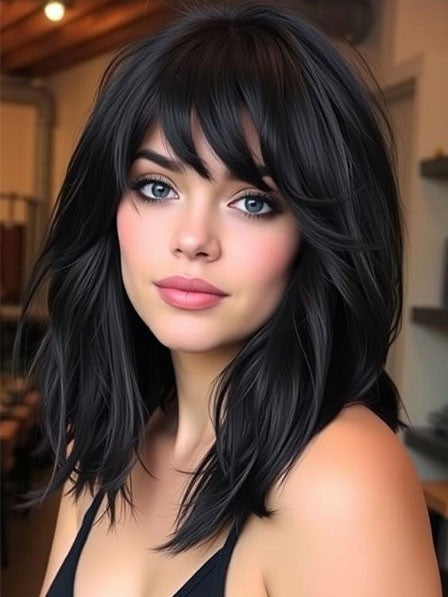 New Black 100% Human Hair Wig for Women