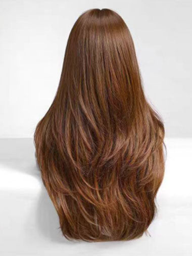 Straight Long Layered Wigs With Bangs For Women