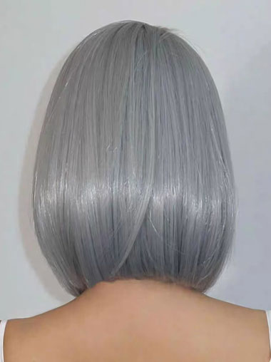 Short Straight Silver Gray Bob Wig for Women