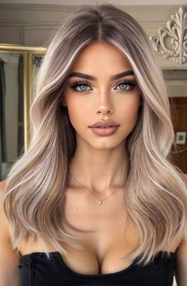 16 Inch Medium Length Wigs with Bangs for Women