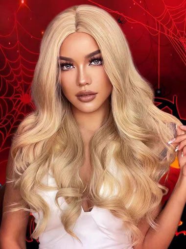 24 Inch Honey Blonde Wig – Long Wavy Synthetic Hair