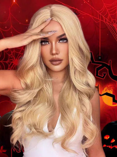 24 Inch Honey Blonde Wig – Long Wavy Synthetic Hair