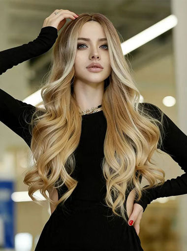 24" Blonde Long Wig, Heat Resistant Synthetic Hair for Women