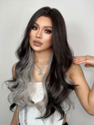 24 Inch Long Wavy Ombre Blonde Synthetic Hair Wigs