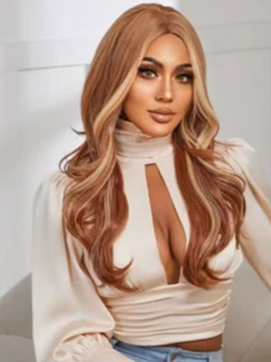24 Inch Long Wavy Middle Part Synthetic Hair for Women
