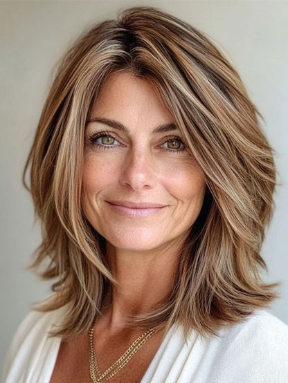Ombre Color Layered Straight Human Hair Wigs