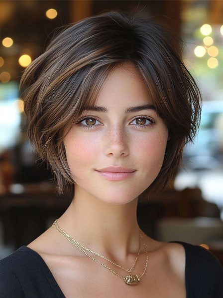 Lace Front Layered Bob Wig Short Real Hair In USA