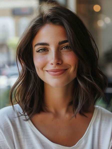 Women’s Shoulder Length Wavy Wig Human Hair