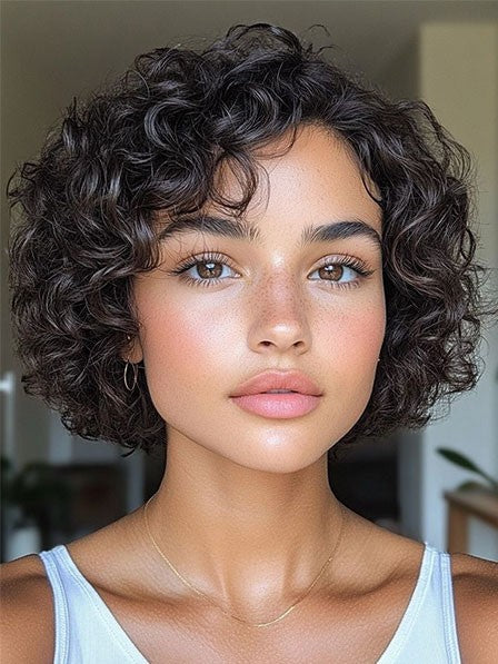 Curly Human Hair Bob Wig Natural Modern Look